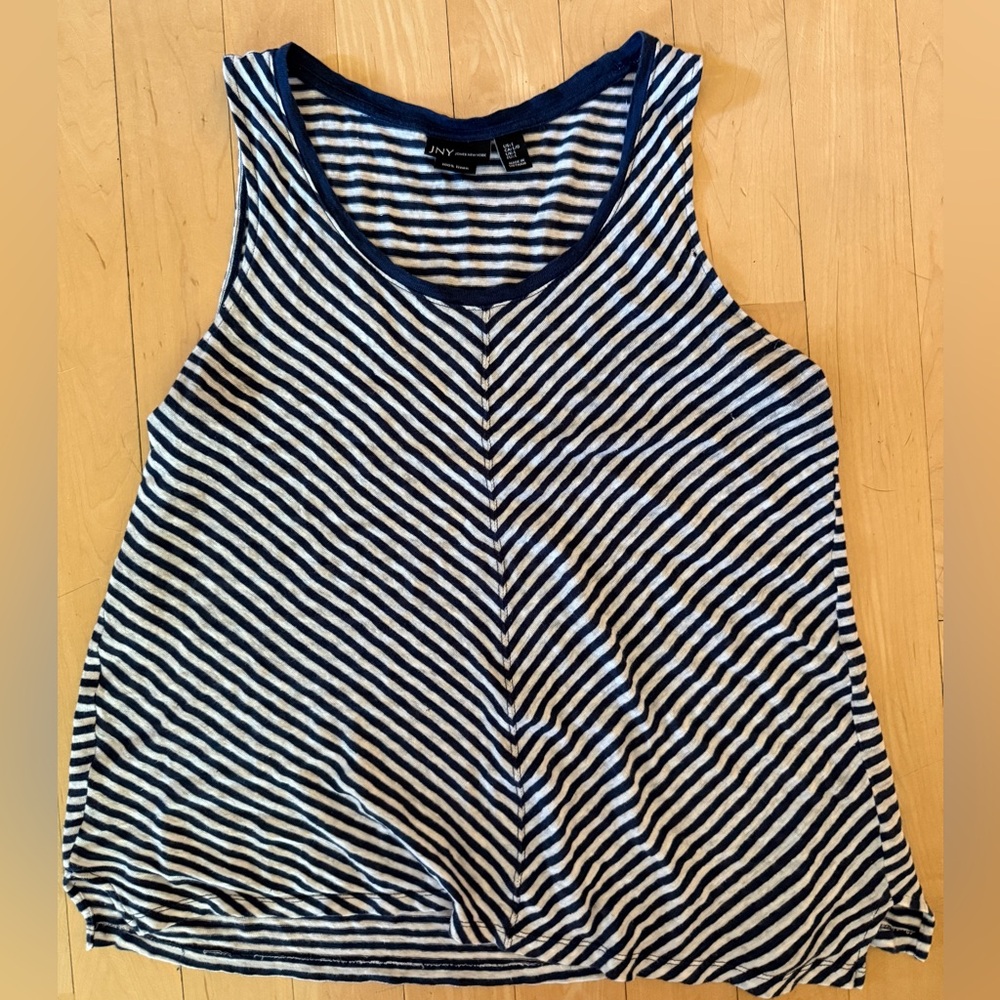 Blue and White Striped 100% Linen Tank